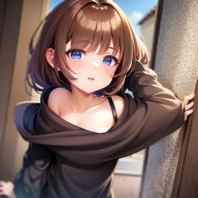  with light brown neck hair with dark blue eyes 