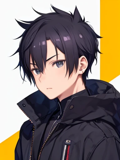 ((Front shot)), front face、face photo、ID photo、Looking straight ahead、male、20-year-old、very short hair、black hair、bouncy hair、spiky hair、Angle from the front、