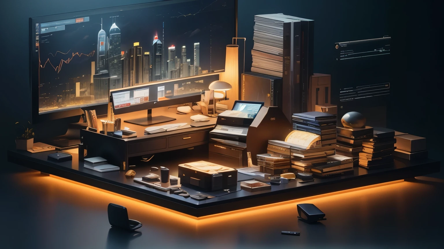 This picture is full of the atmosphere of financial technology,Shows a scene focused on investment and market analysis,A modern desk。The computer screen shows a clear stock curve chart,Lines fluctuate,Vibrant Colors,Reflects the dynamic changes in the market and real-time fluctuations in stock prices。This shows that the characters are paying close attention to market trends,Find investment opportunities。
Around,Lots of gold coins scattered around,These gold coins may be physical collectibles,It may also be a virtual decoration,They symbolize wealth and successful investing.。The luster and texture of gold coins give people a real and direct feeling of wealth,Strengthens the fact that the financial industry is closely related to money。
There are also models of landmark buildings in Hong Kong and Singapore on the desk.,These exquisite models not only show the prosperity of the two centers,It also suggests that the characters may be paying attention to or investing in the financial markets of these two regions.。The fine craftsmanship of the model and the details of the iconic building,like((Victoria Harbour in Hong Kong、Marina Bay Sands Hotel in Singapore))wait,Adds a sense of atmosphere to the picture。
In general、Stock chart on screen、Gold coins around and landmark building models on the desktop,Together we built a professional、Image of a focused and visionary financial investor。The colors of the picture may be mainly cold colors.,like蓝色和灰色,These colors are often associated with finance、Technology and professionalism are linked,Create a calm analysis、Rational decision-making work environment。also,The light in the picture may be focused on the person and the screen,Further emphasizes the characters' attention and investment in the financial market。, 3 d render bipur, digital art rendering, computer rendering, bipur rendering, 预渲染的wait距图形, bipur. octane rendering, Stylized 3D rendering, wait距8k, 3d rendering digital art, wait距 3d 渲染