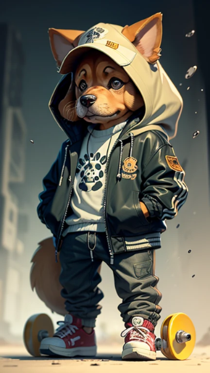C4tt4stic, Cartoon dog breed dachshund with jacket and skateboard