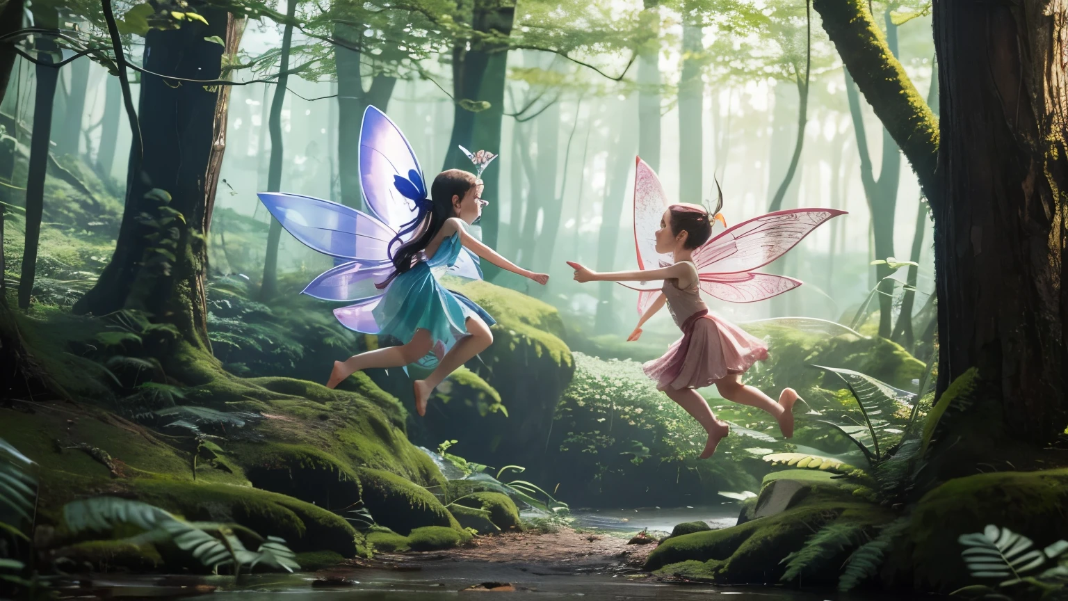 Fairies flew from one side to the other