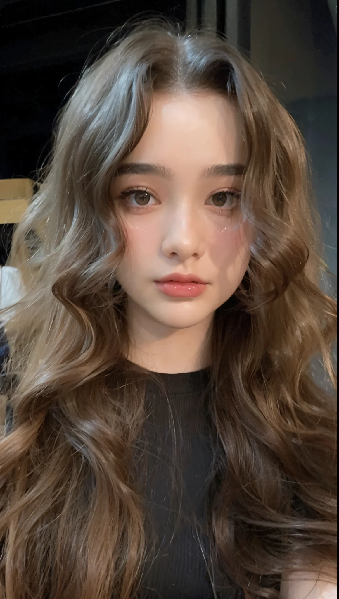 Un primer plano de una mujer con el pelo largo y pelinegro, Wonyoung de IVE, Retrato de Wonyoung de IVE, Wonyoung de IVE, Jang Wonyoung de IVE, maquillaje popular de Corea del Sur, Wonyoung de IVE, Retrato Wonyoung IVE, Tono de piel rosa pastel, Wonyoung de IVE, maquillaje coreano popular