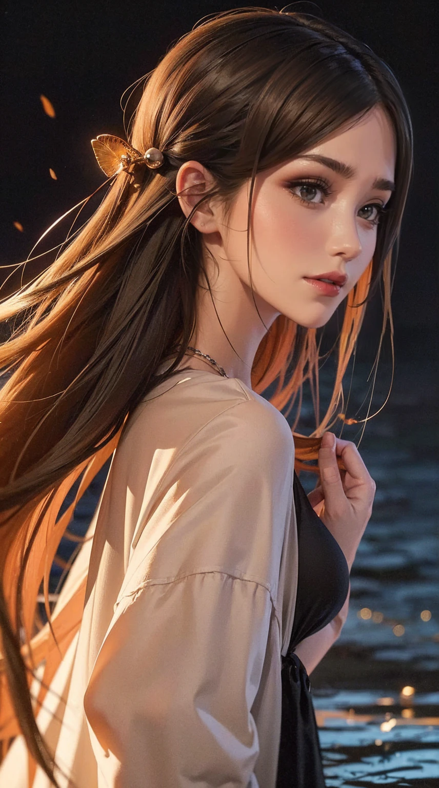 zrpg style, from_side from_Underneath a beautiful scary woman made of water (expression of sadness:1.2) woman with (long water hair:1.2) 水from立ち上がる苔の煙の蔓、fireflies stirring the water、Midnight Moonlight、Backlight (masterpiece:1.2) (highest quality) (be familiar with) (Complex) (8K) (HDR) (wallpaper) (cinematic lighting) (sharp focus)