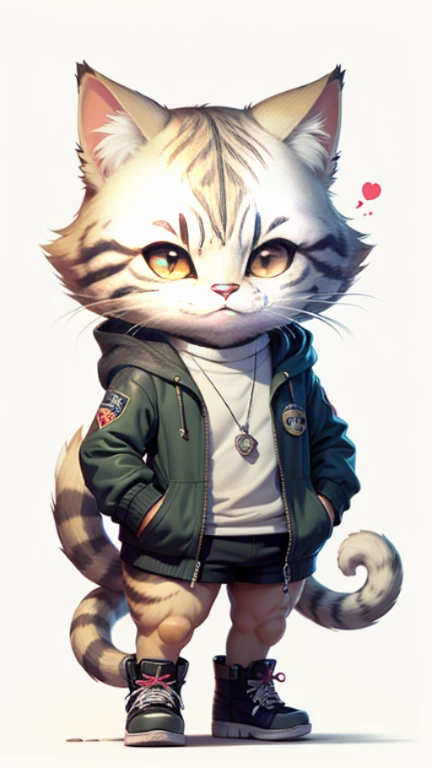 C4tt4stic, Cartoon cute silver tabby cat wearing female clothing,,High heel,Cat muscles,But the style,