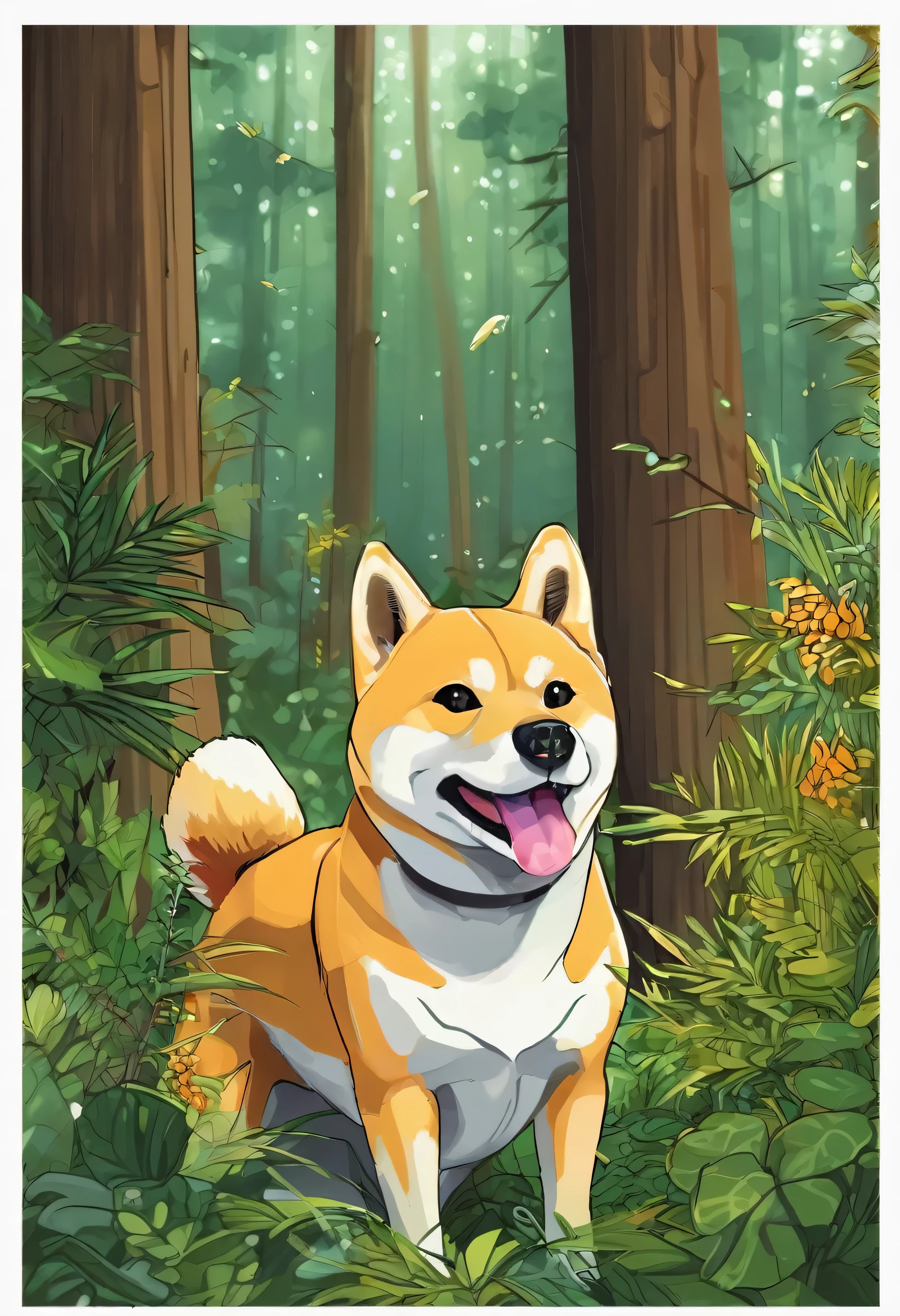 shiba in the forest
