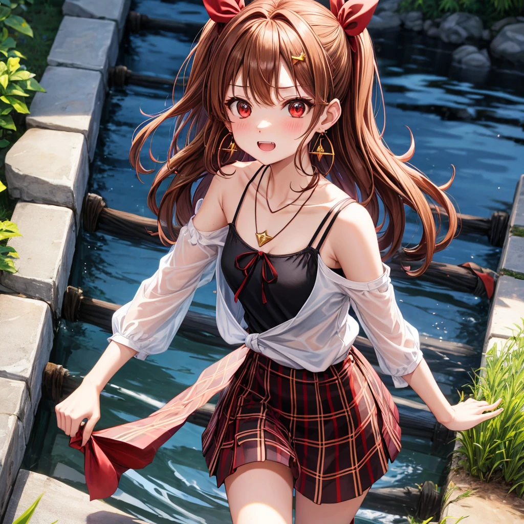 Masterpiece: 1.2, Best Quality), Realism, (Real Pictures, Rich Detail Detail, Depth of Field), (1 Girl, Solo), Makeup, Cleft Lip, High Detail, Perfect Face Shape, (: 1.4), (Skin Dents), Thick Thighs, Broad Buttocks, Thin Waist, High, Coral, Red Lips, Red Eyes, Ponytail (Girls, Shallow Tulle, Tulle Transparent), (Sweat: 1.2), (Wet), Sexy, Blush, (Shy Expression), Suspenders, Tank Tops, Short Skirts, Shorts, Yoga Pants, Tight Short Skirts, Tight Shorts, stockings, fishnet socks, pajamas,