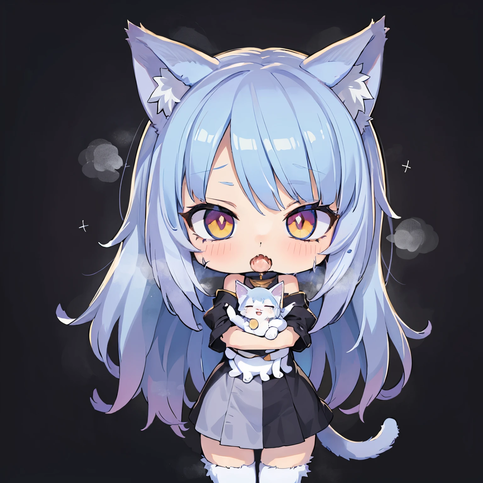 (AHEGAO) anime girl with blue hair and cat ears holding a black cat, cute anime catgirl, anime catgirl, anime moe artstyle, anime girl with cat ears, holo is a wolf girl, cute!! chibi!!! catgirl, beautiful anime catgirl, nekomimi, very beautiful anime cat girl, anime cat, holo if a wolf girl (NSFW)