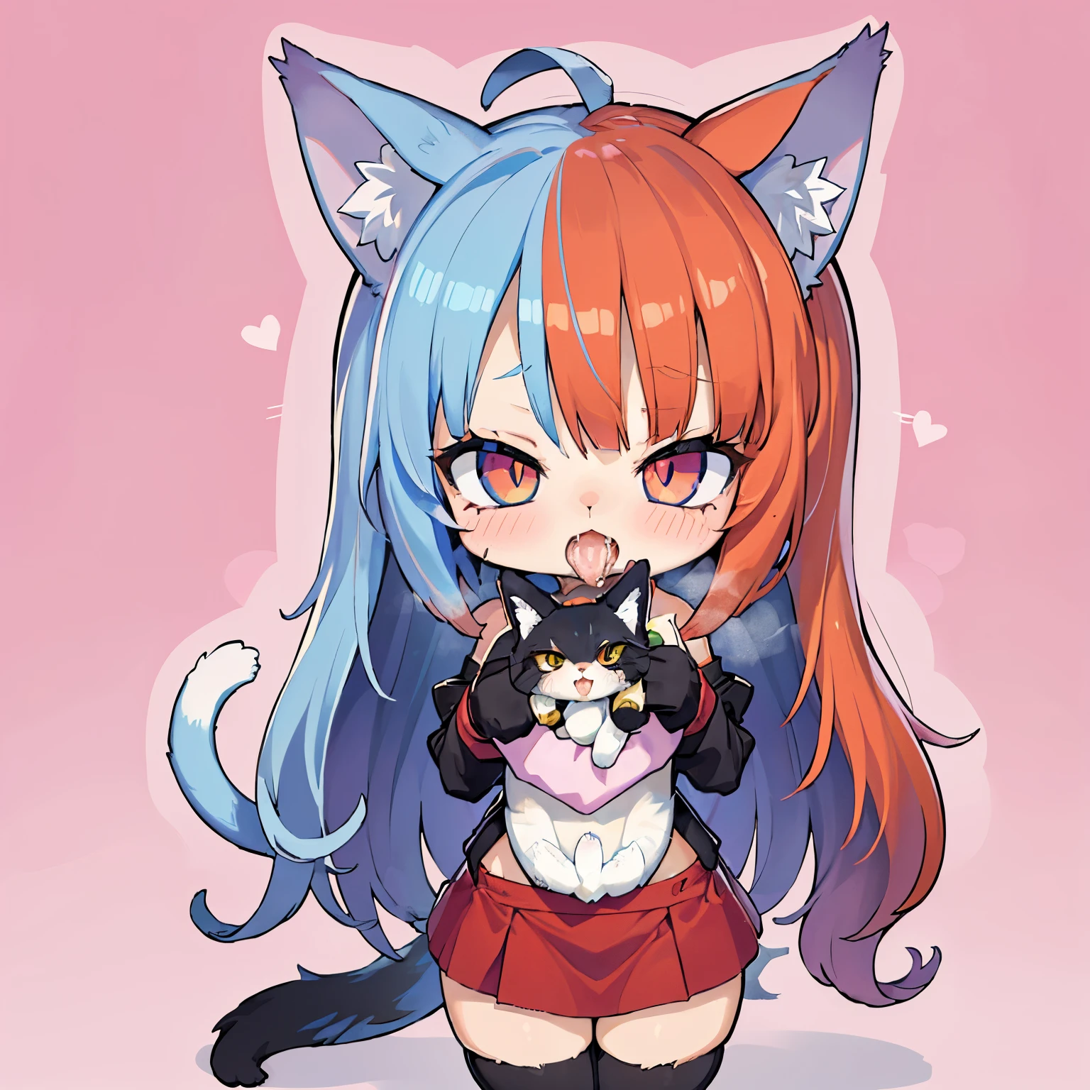 (AHEGAO) anime girl with blue hair and cat ears holding a black cat, cute anime catgirl, anime catgirl, anime moe artstyle, anime girl with cat ears, holo is a wolf girl, cute!! chibi!!! catgirl, beautiful anime catgirl, nekomimi, very beautiful anime cat girl, anime cat, holo if a wolf girl (NSFW)