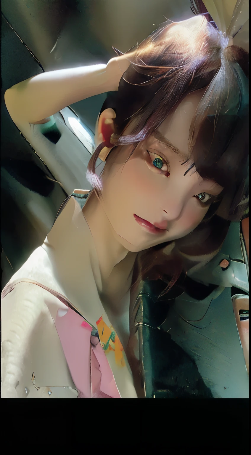 Best quality,超高分辨率,ilya kuvshinov and artgerm, Anime style mixed with Fujifilm, hyper realistic anime, Masayoshi Suto and artgerm, Anime girl in real life, Anime realism, anime realism style, artgerm and ilya kuvshinov, Photorealistic anime,Girl in white,,The girl's breasts are huge,The girl stuck out her tongue,Eyes looking upwards,Blushlush,Blushing girl,cute female child,see-through transparent clothes,The collar is very low,Huge cleavage,gigantic cleavage breasts,Wearing sweat,drenched clothes,Soaked transparent clothes,gigantic cleavage breasts,