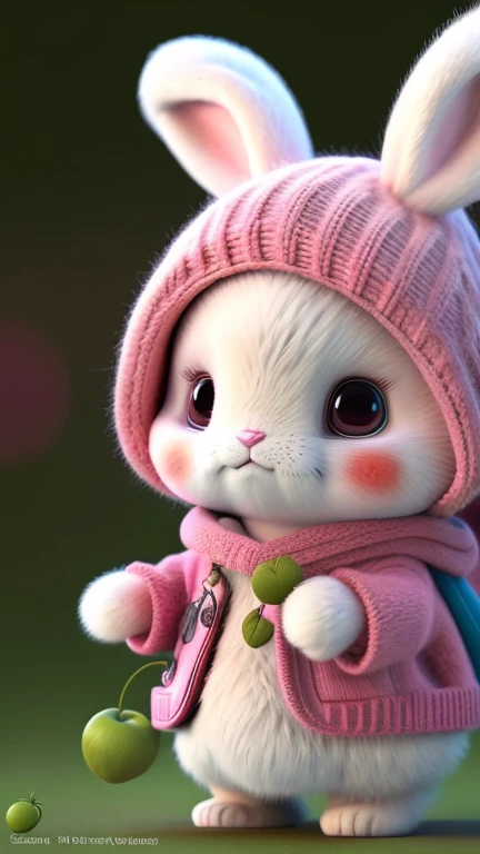 &Quote;(Artwork by ) actual, furry bunny (wearing clothes), Apple in hand,dark circles,blush. cherry, strawberry, Tomatoes and watermelons scattered all over the body. Bunny wearing a beautiful hat,is a non-human character.&Quote;