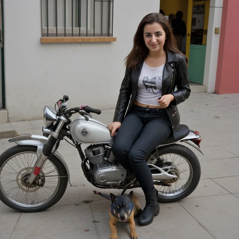 Un moticyclista con un dog
