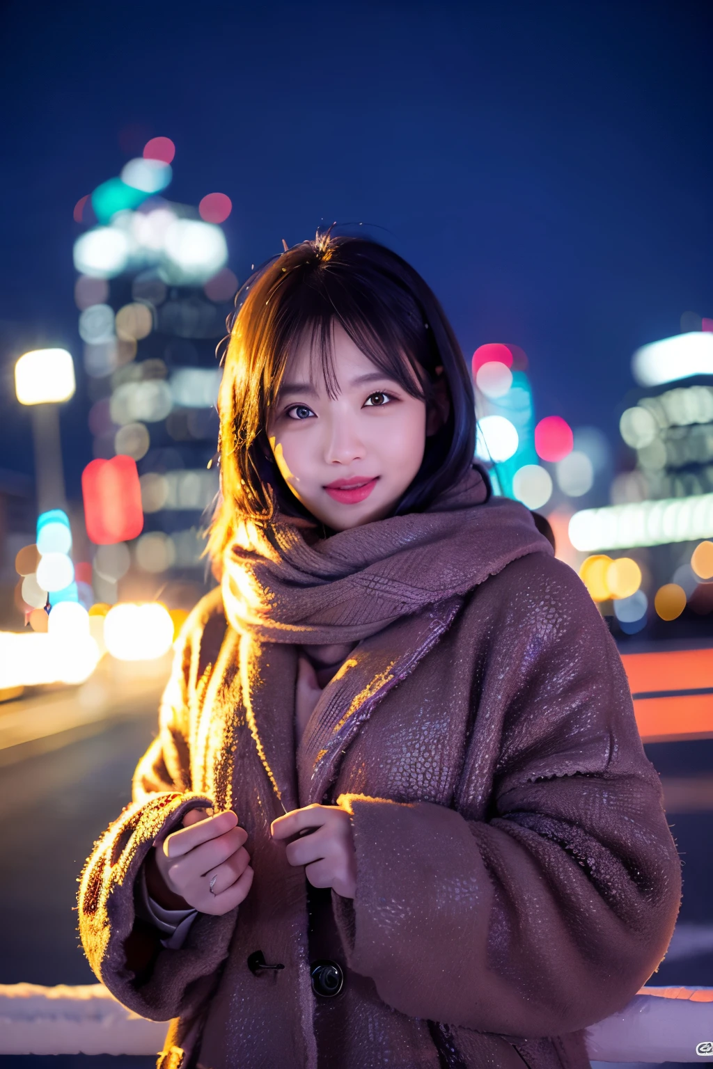 (8k, RAW photo, best quality, masterpiece:1.2), (realistic, photo-realistic:1.37),1girl,(Kpop idol), (aegyo sal:1),cute,cityscape, night, winter, snow, professional lighting, photon mapping, radiosity, physically-based rendering,nsfw, (spread pussy:1.3)
