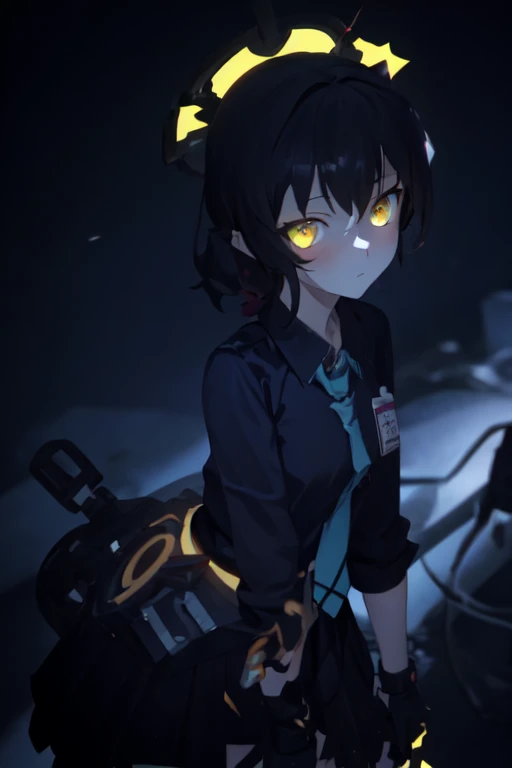 a close up of a cartoon character with a black outfit and yellow eyes, albedo from the anime overlord, albedo from overlord, stylized anime, 4 k octan render, render of a cute 3d anime girl, rendered in sfm, in style of cytus and deemo, style as nendoroid, mechanized witch girl