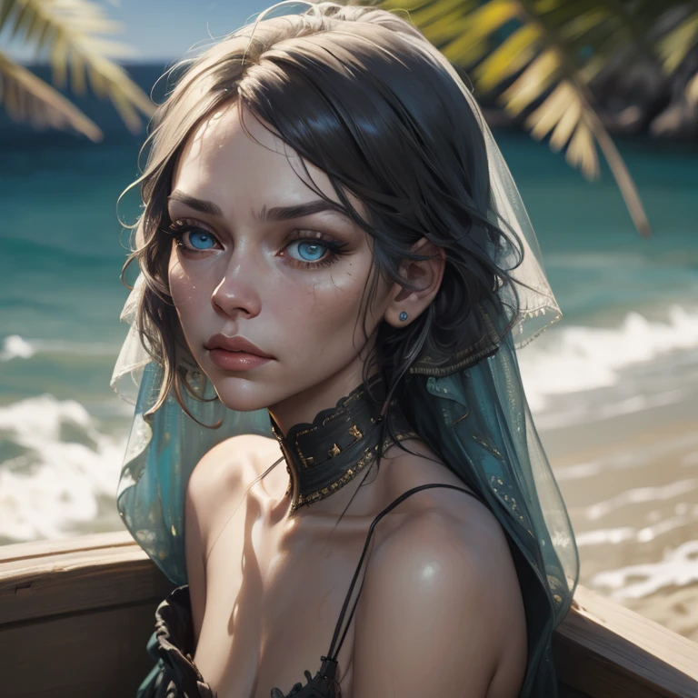 lndswgnr_V1.0, (Intense focus: 1.5), (Intense focus:1.2), painting, intractive young woman, (Beautiful Face:1.1), Detailed eyes, luscious lips, (Eye makeup:1.2), (Tight body:1.2), He wears (Embellished dress:1.2) in (the beach:1.2). (Morning sun lighting:1.2), Depth of field, sad, 4K, Human development report. by (James C. Christensen:1.2|Jeremy Lipking:1.1).