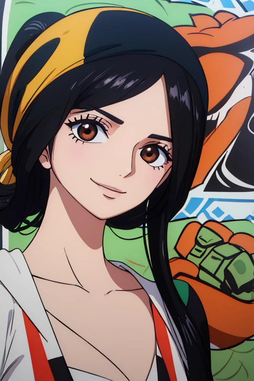 (best quality,4k,8k,highres,masterpiece:1.2), ultra-detailed, Animated, girl, mature face, long black hair, brown eyes, black hair, graffiti, girl graffer, durag, cool girl, flat, smile, covid mask