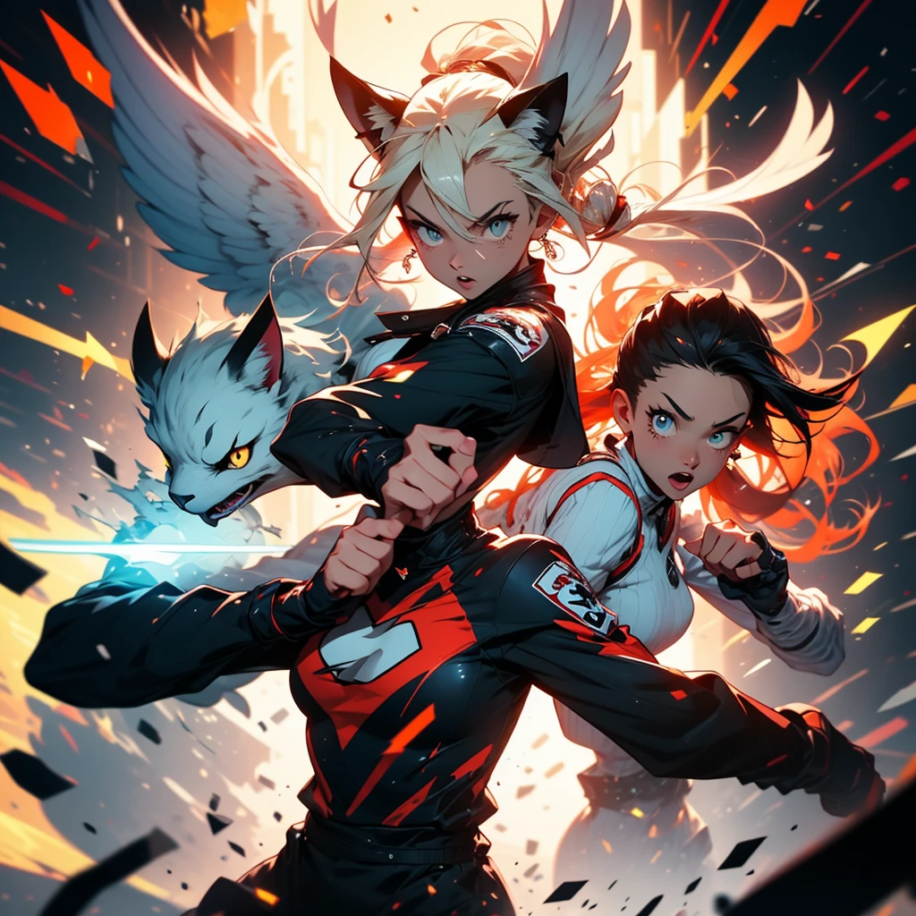 best quality,4k,8k,highres,masterpiece:1.2,ultra-detailed,realistic:1.37,funny,comical,action-packed,battle,video game,fighting game,2D animation,cartoon,crazy characters,game-like,energetic,multiplayer,collisions,digital,high-stakes,exciting,breathtaking,knockout,highly detailed characters,varied characters,cat knight,shining armor,colorful,powerful,unique fighting style,super jumps,heavy attacks,super powers,intense gameplay,fast-paced,magical abilities,electric attacks,transformations,super moves,explosions,dynamic backgrounds,vibrant stage design,smashing,chaotic,entertaining,fun-filled rounds,competitive,ultimate fighting arena,unpredictable,packed with surprises,cheerful music,hilarious taunts,enthusiastic crowd reactions,thrilling victories,unique personalities,expressive faces,funny animations,lively interactions,impressive combos,Easter eggs for fans,easter eggs for the eagle-eyed players,cat-inspired movements,beautifully crafted sprites,impressive visual effects,exciting game mechanics,impressive level design,impressive attention to detail.