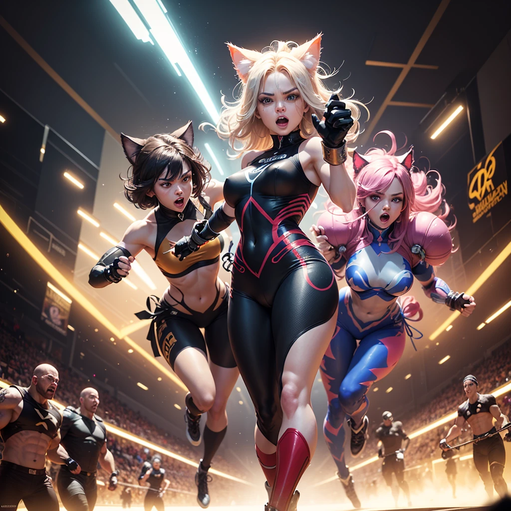 best quality,4k,8k,highres,masterpiece:1.2,ultra-detailed,realistic:1.37,funny,comical,action-packed,battle,video game,fighting game,2D animation,cartoon,crazy characters,game-like,energetic,multiplayer,collisions,digital,high-stakes,exciting,breathtaking,knockout,highly detailed characters,varied characters,cat knight,shining armor,colorful,powerful,unique fighting style,super jumps,heavy attacks,super powers,intense gameplay,fast-paced,magical abilities,electric attacks,transformations,super moves,explosions,dynamic backgrounds,vibrant stage design,smashing,chaotic,entertaining,fun-filled rounds,competitive,ultimate fighting arena,unpredictable,packed with surprises,cheerful music,hilarious taunts,enthusiastic crowd reactions,thrilling victories,unique personalities,expressive faces,funny animations,lively interactions,impressive combos,Easter eggs for fans,easter eggs for the eagle-eyed players,cat-inspired movements,beautifully crafted sprites,impressive visual effects,exciting game mechanics,impressive level design,impressive attention to detail.