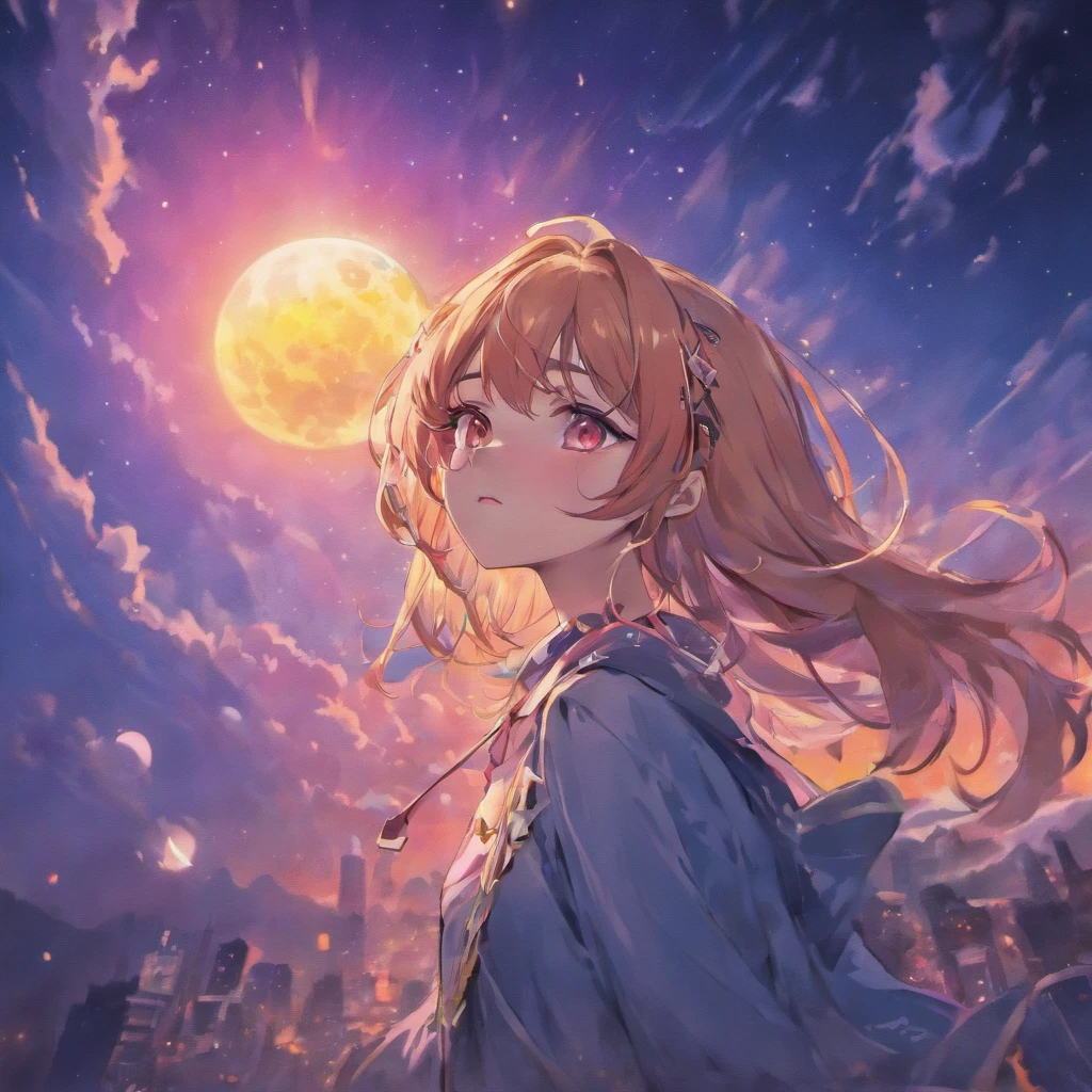 glasses　woman　moon