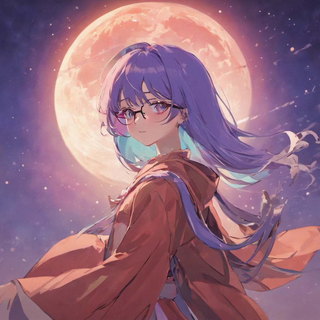 glasses　woman　moon