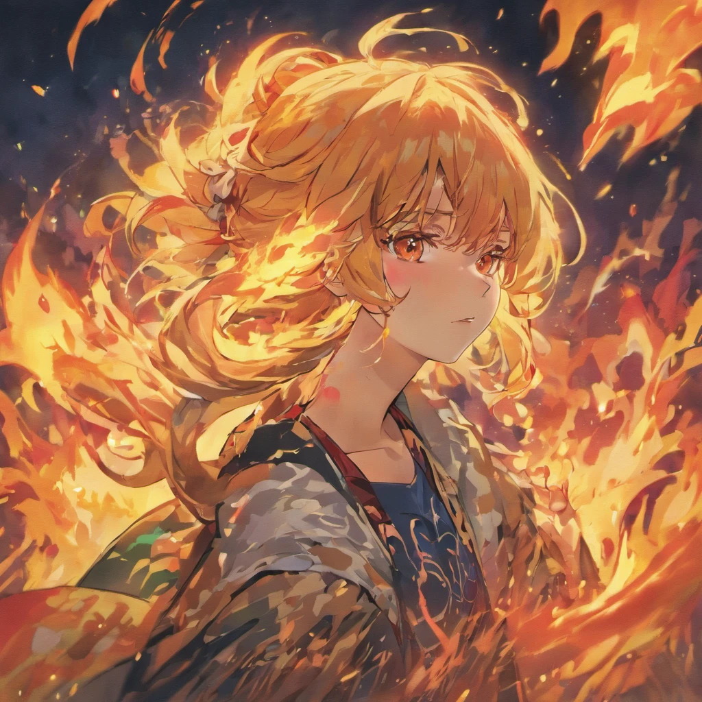 glasses　woman　fire