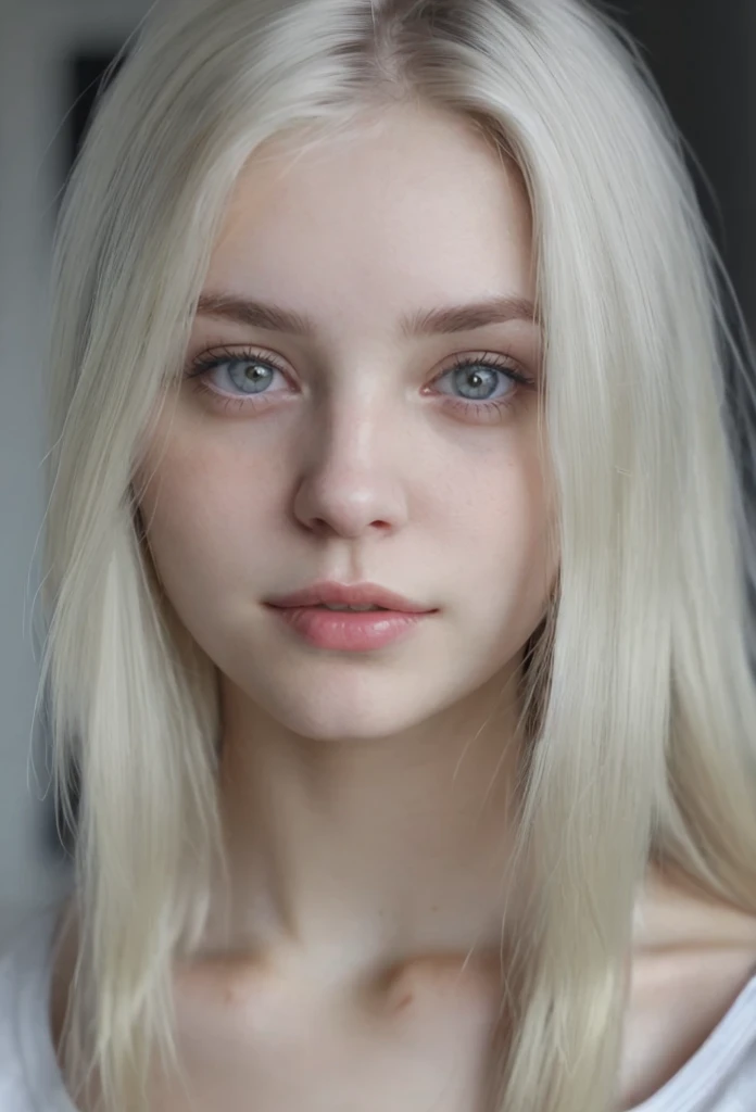 Mujer rubia con ojos azules y camisa blanca posando para una foto., chica perfecta de pelo blanco, chica con pelo blanco, soft pale white skin, pale skin suave natural, soft pale golden skin, very pale white skin, pale skin y brillante, pale white face, extremely pale white skin, pale skin, suave e impecable, albino pale white skin, very very pale white skin