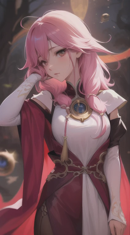 An anime girl with radiant pink hair and a fluttering red cape strikes a pose for an engrossing photograph. Jam-packed with intricate details, this captivating artwork is a masterpiece crafted by the renowned artist, Guweiz. showcased on Rostlan 8's Silk Art Best Art Station as part of his impressive collection. The meticulous brushstrokes and 8k high-definition resolution highlight the dreamlike beauty of this celestial mage, meticulously created by author Yang Jie and featured prominently on Guweiz's portfolio at ArtStation and Pixiv.