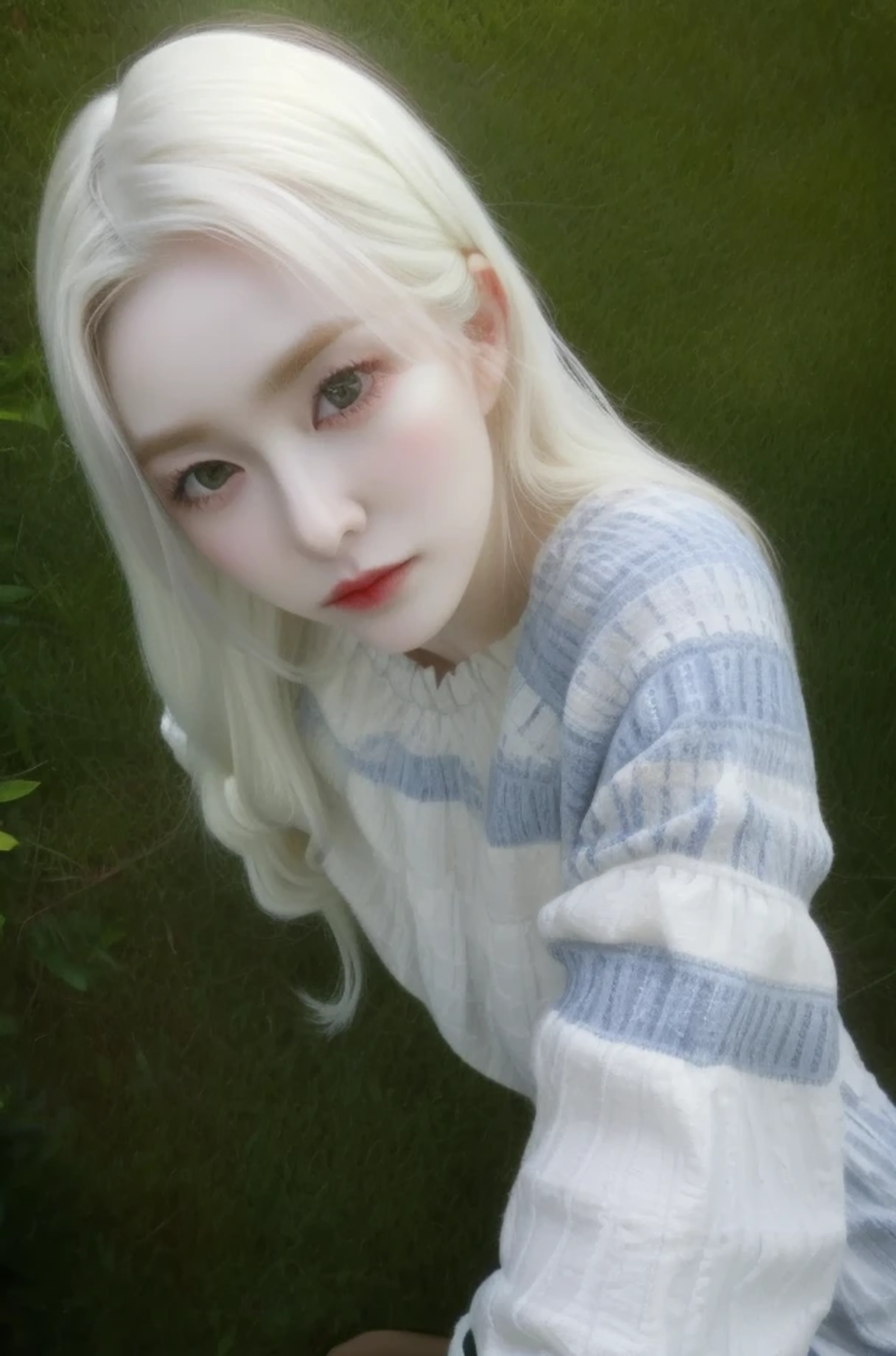 um close up de uma mulher com cabelos brancos e olhos azuis, cabelo loiro muito claro, cabelo loiro extremamente claro, garota de cabelos brancos perfeita, very very pale white skin, cabelo claro, very very very pale white skin, very pale white skin, pale white skin, branco - cabelo loiro, pale gothic beauty, fair and pale skin!!, her hair is white, Bae Irene