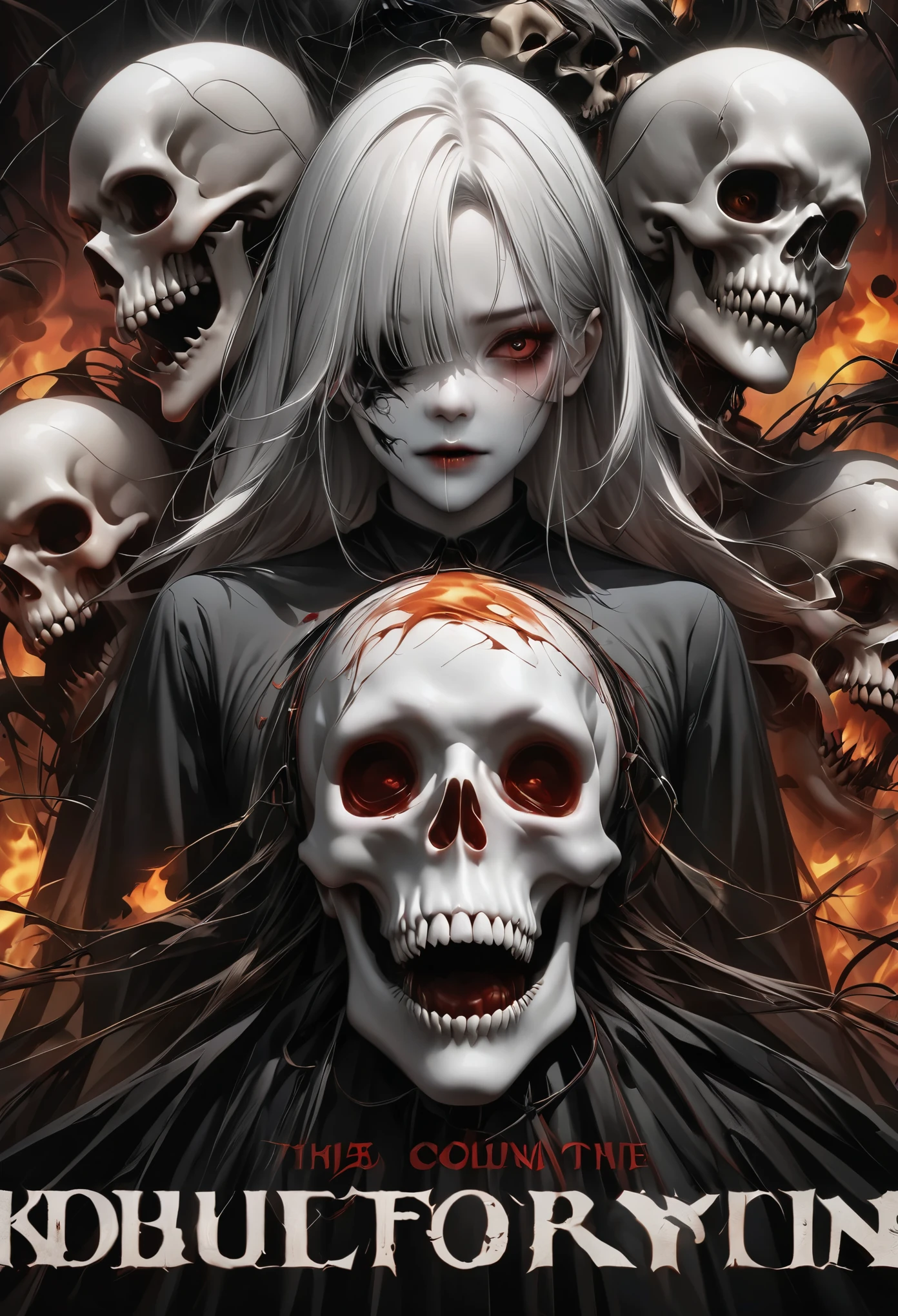 a close up of a skull with flames on it's face, flaming skull, fiery skull contemplating life, skull design for a rock band, flame, flaming grim reaper, heavy metal art style, ghost rider, heavy metal tshirt design, skull like, flames in the background, profile pic, phone wallpaper