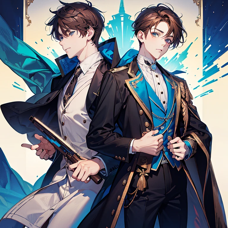 Handsome ager with brown hair and blue eyes