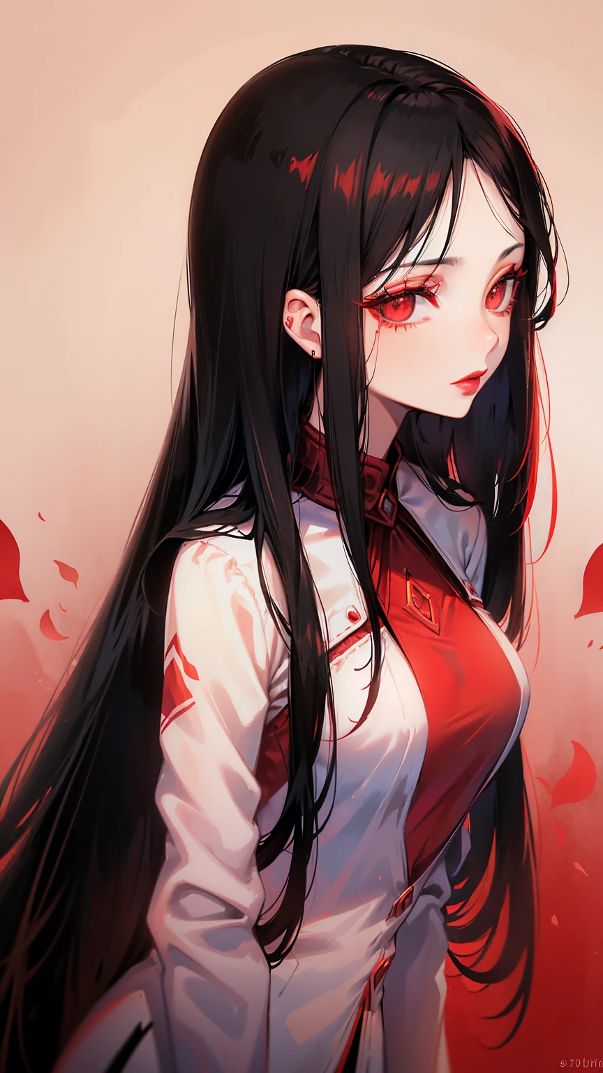 arafed woman with long hair and red lipstick posing for a picture, ekaterina, profile image, red lips, professional picture, 30 years old woman, 3 0 years old woman, angiewolf, photo of jessica devic, professional profile picture, moleksandra shchaslyva, with straight black hair