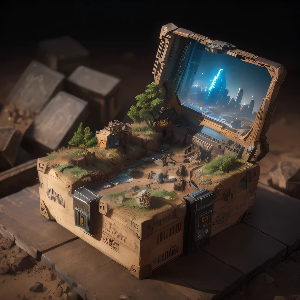 6598年Mars realistic model, (bifurcation, original photo, best quality, masterpiece:1.4),SteampunkCyberpunk6820 City,(CyberpunkMars light:1.3), Mars (related to land),(in a small nature box:1.3),Isometric, small nature, landscape on foundation,landscape,