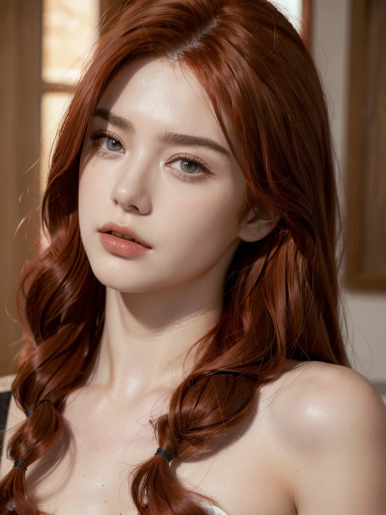 ( masterpiece, top quality, best quality,8k, girl,ultra detailed,raw photo:1.5),(photorealistic:1.4), ( hairstyles, red hair:1.5), (cinematic lighting), PerfectNwsjMajic, , Surrealism, UHD, ccurate, Super detail, textured skin, High detail, Best quality, dynamic angle, White skin,[Beautiful blue eyes], high nose,[flat chest:large breasts:0.5],(1girl),(good anatomy:0.5)),(outside ),