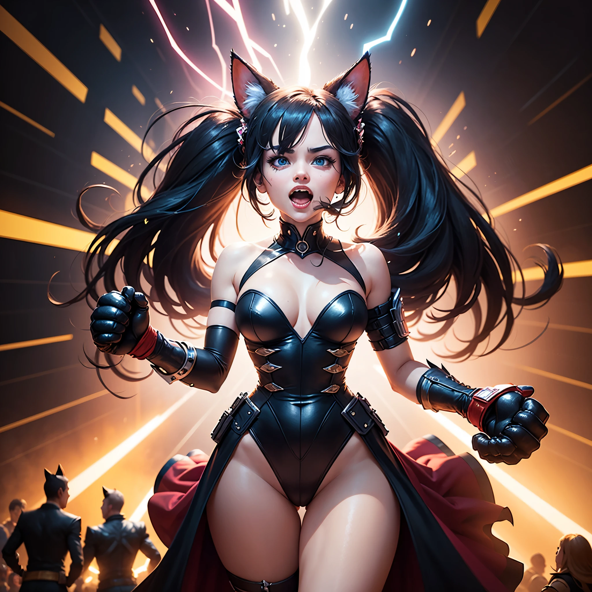 best quality,4k,8k,highres,masterpiece:1.2,ultra-detailed,realistic:1.37,funny,comical,action-packed,battle,video game,fighting game,2D animation,cartoon,crazy characters,game-like,energetic,multiplayer,collisions,digital,high-stakes,exciting,breathtaking,knockout,highly detailed characters,varied characters,cat knight,shining armor,colorful,powerful,unique fighting style,super jumps,heavy attacks,super powers,intense gameplay,fast-paced,magical abilities,electric attacks,transformations,super moves,explosions,dynamic backgrounds,vibrant stage design,smashing,chaotic,entertaining,fun-filled rounds,competitive,ultimate fighting arena,unpredictable,packed with surprises,cheerful music,hilarious taunts,enthusiastic crowd reactions,thrilling victories,unique personalities,expressive faces,funny animations,lively interactions,impressive combos,Easter eggs for fans,easter eggs for the eagle-eyed players,cat-inspired movements,beautifully crafted sprites,impressive visual effects,exciting game mechanics,impressive level design,impressive attention to detail.