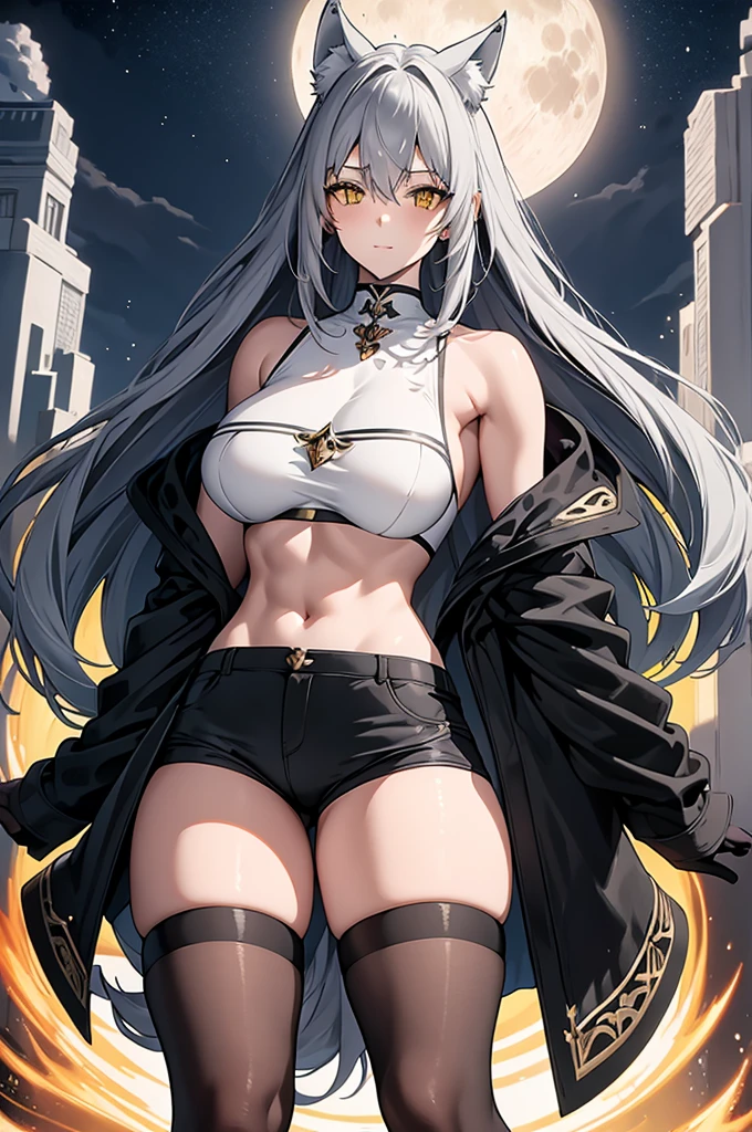 full body,shibari,bondage,tied up,white hair,disgust,looking down on viewer,naked,horse stance