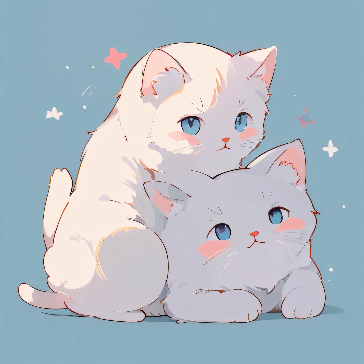 (highest quality、masterpiece、High resolution、be familiar with)、(pastel colour)、(Fewer color schemes:1.2)、Cat, Fluffy and cute、sleep on your back:1.7、Bright illustration taste 1.4、simple background:1.8、Cute decorative background 1.4