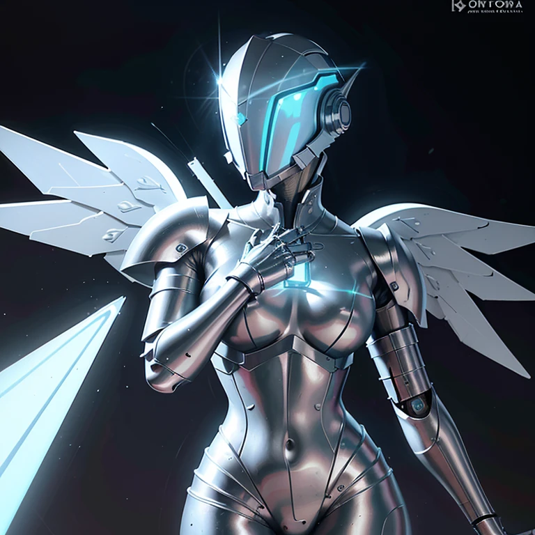 8k ((full body view:1.4)) (large eyes:1.3), defined cheekbones, 1woman, ((woman has no face, ((sleek silver bodysuit:1.6)) (detailed face:1.5), silver skin,(puffy lips:1.5) (silver skin:1.6), (bald woman:1.7), (skinhead) ((stands confident)),(Muscular:1.3), ((gigantic breasts:1.5)) ((side view:0.6)), )highly detailed, majestic, digital photography, art by artgerm and ruan jia and greg rutkowski, ((metal wings on back)), (masterpiece, sidelighting, intricate details