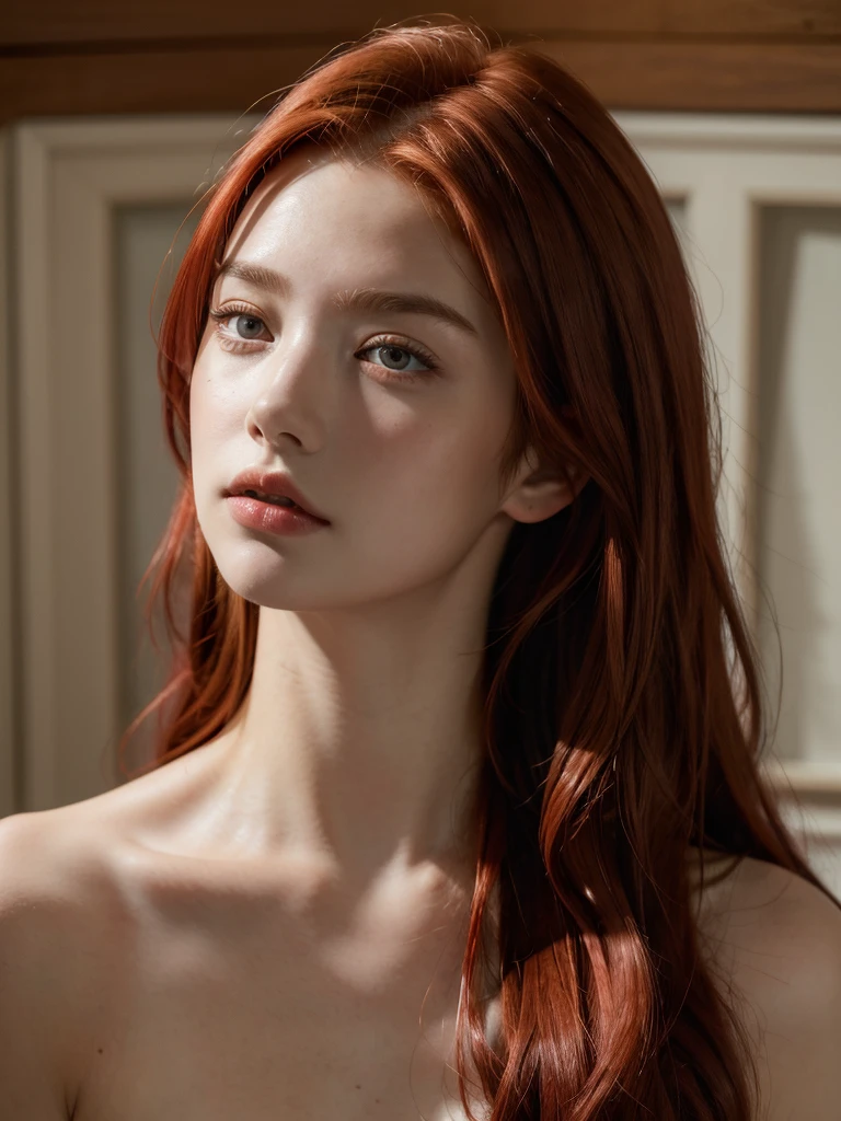 ( masterpiece, top quality, best quality,8k,17 years old girl,ultra detailed,raw photo:1.5),(photorealistic:1.4), (red hair:1.5), (cinematic lighting), PerfectNwsjMajic, , Surrealism, UHD, ccurate, Super detail, textured skin, High detail, Best quality, dynamic angle, (high nose,White skin),[Beautiful blue eyes],[flat chest:large breasts:0.5],(1girl),(good anatomy:0.5)),(outside),