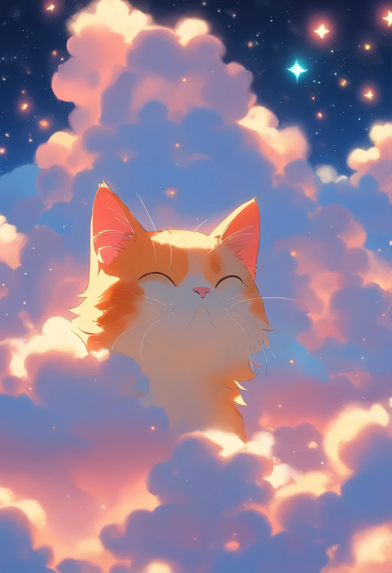 two cats in the moonlight with stars and clouds, jen bartel, by Kubisi art, 🌺 cgsociety, by Ryan Yee, night starry sky full of cats, beeple and jeremiah ketner, by Eizan Kikukawa, cats cat dreamcats, very very beautiful furry art, cat cat dreamcats, by Kun Can, by Ni Tian
