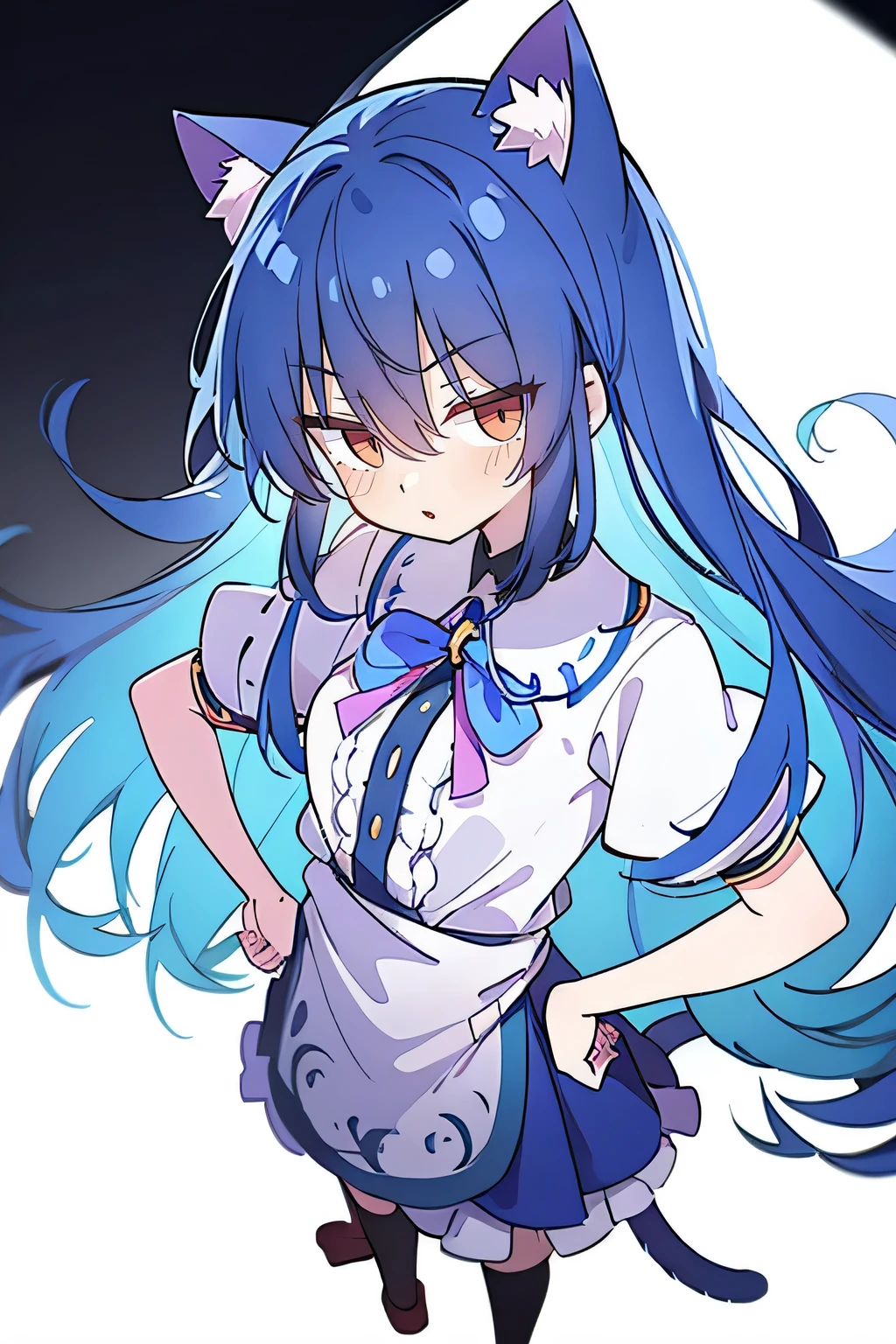 (masterpiece),best quality, expressive eyes, perfect face, 1girl,
Put your hands on your waist,fair, Gorgeous,Japanese cartoons,girl,lola,Hina Angel, blue hair, blue haired, floating clothes,Grab your waist, Grab your waist, hands on hips , hands on hips,sit, sit on ground, Legs on the ground, flat chest,cat ears,