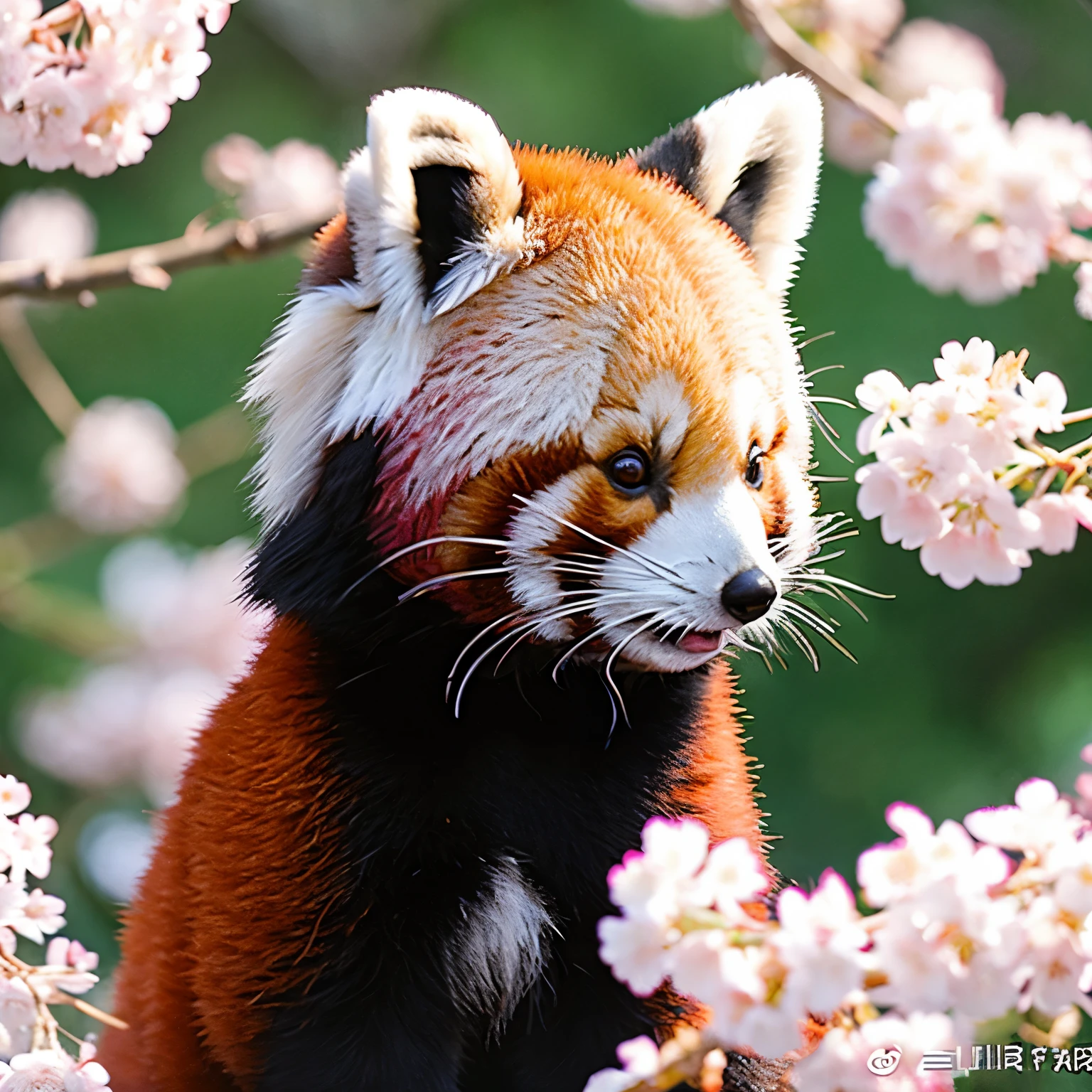 Red Panda and Cherry Blossoms