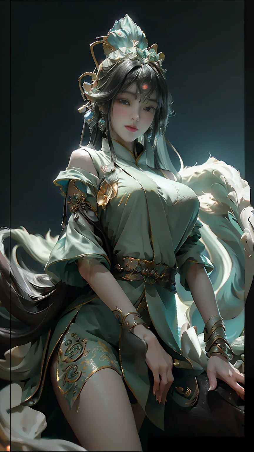 best quality)), ((Masterpiece)), (details:1.4),  3d, (((The beautiful Goddess Guan Yin has perfect big breasts.))), HDR (high dynamic range),Ray Tracing, NVIDIA RTX,Excellent resolution,detailsสมจริง, subsurface scattering, PBR Texturing, After processing, Anisotropic filtration, depth of field, Maximum sharpness and clarity,multi-layered surface,Albedo and special maps,surface shading,Accurate simulation of light-material interactions,perfect proportions,Octane Render,electricity