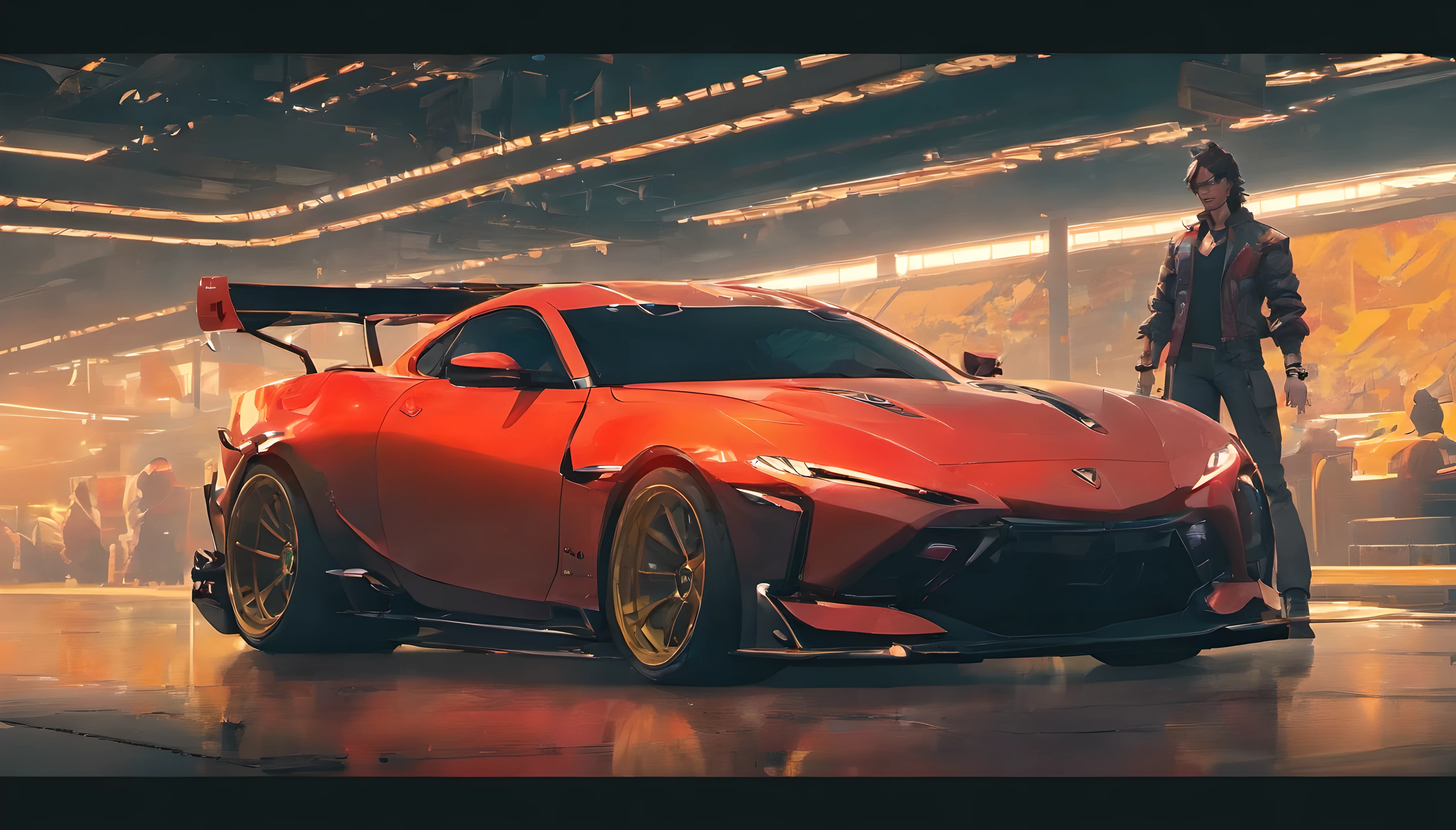 ((multiple angles)), ((perspectiva)), ((frente, voltar, lados)), Preciso de um carro inspirado no Madza RX-7, Madza RX-7, carro de corrida, vermelho marinho, vermelho, vermelho claro, vermelho neon,carro vermelho escuro, Cor vermelho claro, Multiple perspectives, de frente, lateralmente, voltar, multiple angles, carro futurista, CYBERPUNK 2077