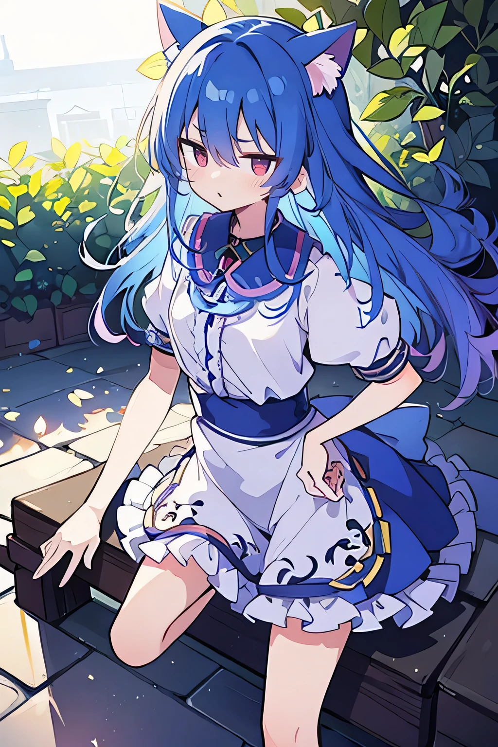 (masterpiece),best quality, expressive eyes, perfect face, 1girl,
Put your hands on your waist,fair, Gorgeous,Japanese cartoons,girl,lola,Hina Angel, blue hair, blue haired, floating clothes,Grab your waist, Grab your waist, hands on hips , hands on hips,sit, sit on ground, Legs on the ground, flat chest,cat ears,