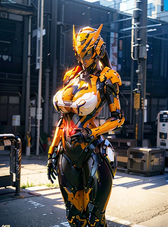 ((unreal engine 5)), realistic rendering, wonderful, mech armor light, cybernetic hat, pocket, (yoga pants), looking at the viewer, Take a walking pose on the street, beautiful face, compensate, (photorealism:1.2), Surrealistic UHD face, (huge fake tits:1.4), (huge breasts:1.1), (muscular abs), (big ass), (wide hips), (thick thighs), slim waist, hourglass illustration, full body, ((glowing skin)), ((shiny skin)), realistic body, ((She's sexy)), ((beautiful skin)), realistic, Bokeh, masterpiece, High resolution, 1080p.、camel toe、huge tit、nipple puff、cleavage、、Plump、Super big breasts、super big butt、Super big breasts戦士、