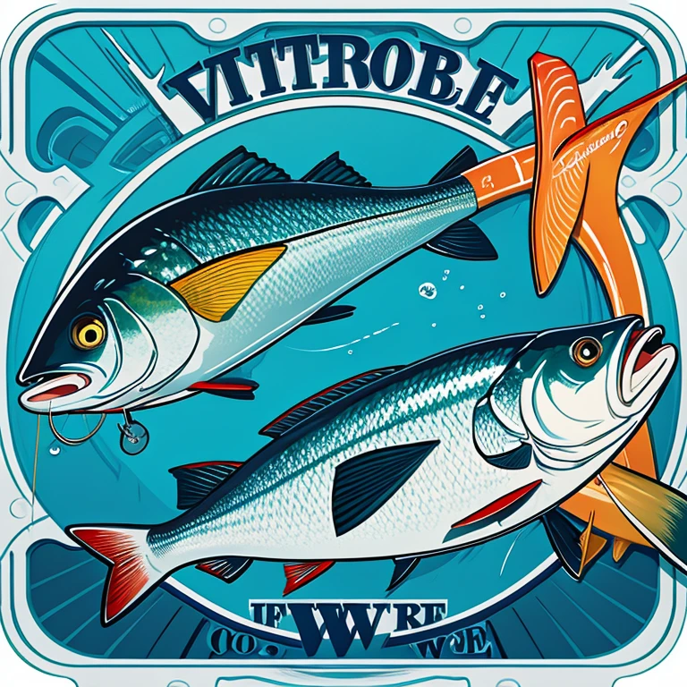 Cartoon logo fishing mouth with lines on it makes the text more vivid:Let's go Great Fisherman