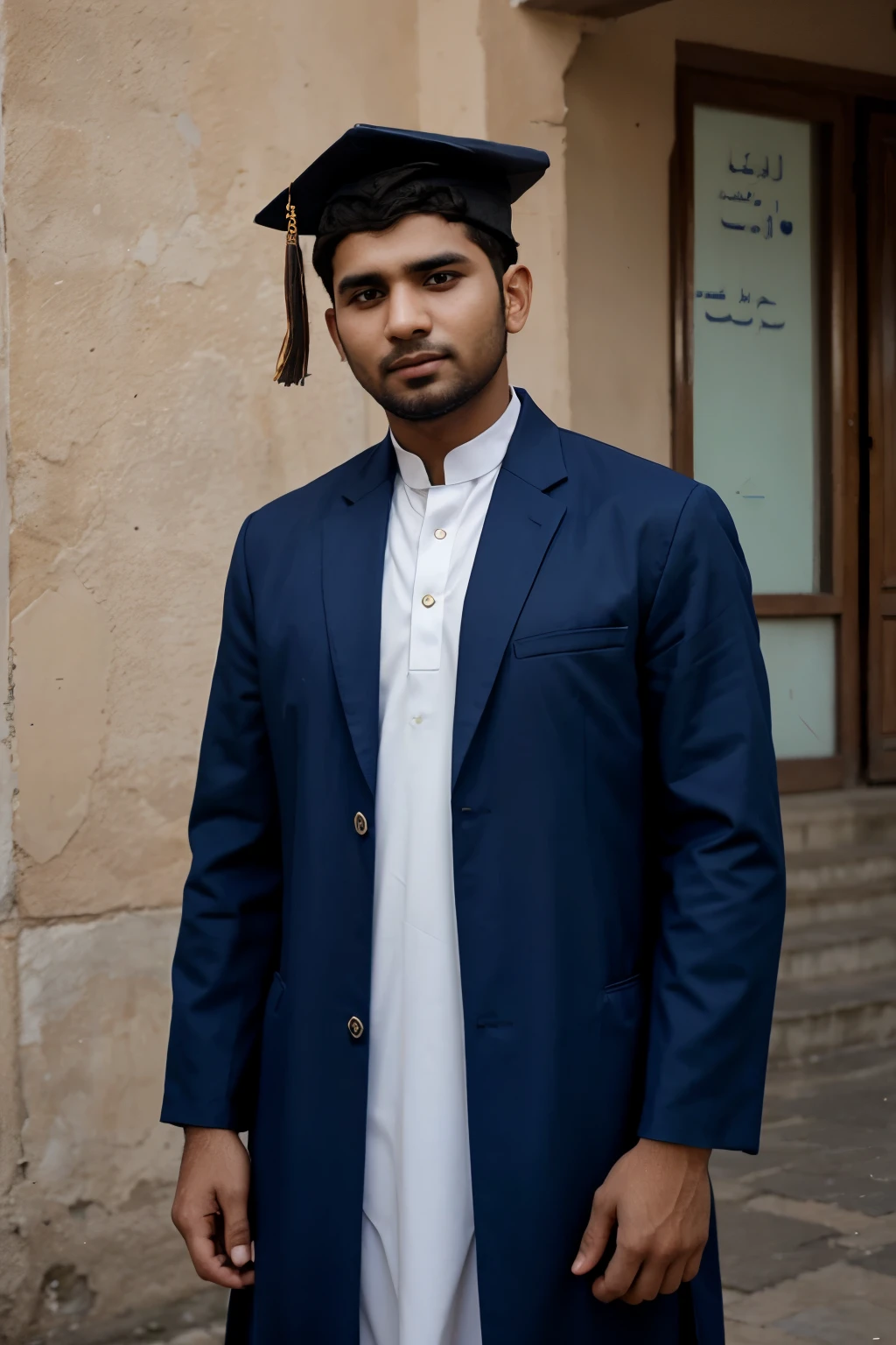 decent look man in a graduation gown and cap and gown , a photo by Pakistani Boy, 30 years old in college
