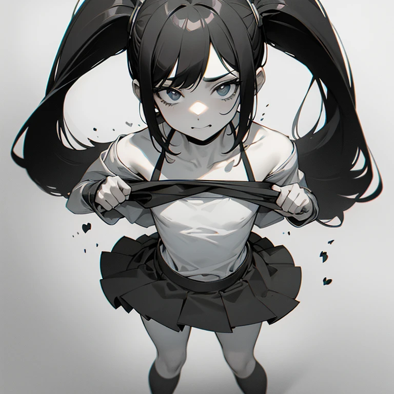 Girl, short, flat chest, , mocking face, taunting, rude, cunny.