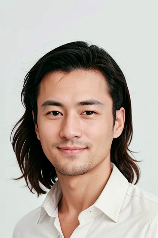Group photo of couples，Male, 35 years old，wear white shirt，Clean and handsome appearance，Healthy complexion，Healthy body，Temperamental gentleman，Female 30 years old，Sweet and cute looking，，Fair and delicate skin like a girl，fit，Cheerful and smiling，Intellectually generous，Sweet headshot，Pure white background