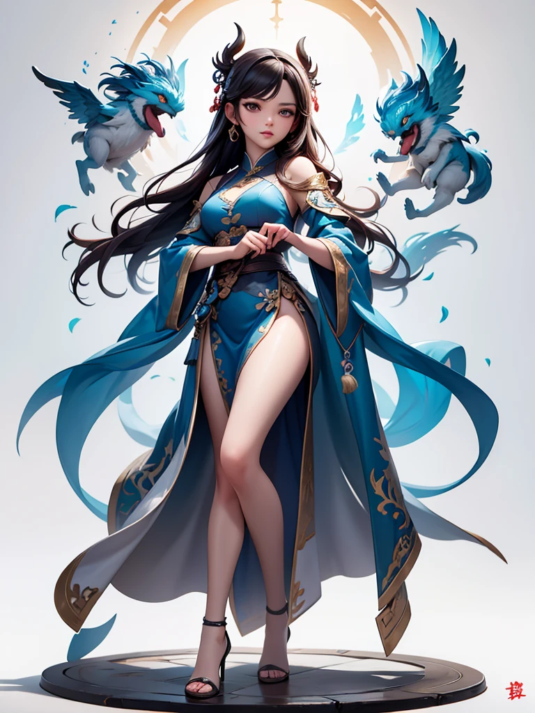 Image of a woman in a blue and white robe, heise jinyao, full body xianxia, Full body martial arts, flowing hair and gown, Photo of a female clergyman, Wearing flowing robes, Inspired by Cao Zhibai, zhao yun, Cotton Cloud Mage Robe, inspired by Wu Daozi,hanfu,Blue magic in the palm of your hand,heise jinyao, full body xianxia, Photo of a female clergyman, flowing hair and gown, zhao yun, Slender Man Fantasy Alchemist, Full body martial arts, Inspired by Cao Zhibai, Wearing flowing robes, Cotton Cloud Mage Robe, sexy female mage,best shadow, sharp focus, masterpiece, (Very detailed CG unified 8k wallpaper),actual,(hanfu),(((Character face))),