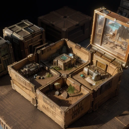 6598年Mars realistic model, (bifurcation, original photo, best quality, masterpiece:1.4),SteampunkCyberpunk6820 City,(CyberpunkMars light:1.3), Mars (related to land),(in a small nature box:1.3),Isometric, small nature, landscape on foundation,landscape,
